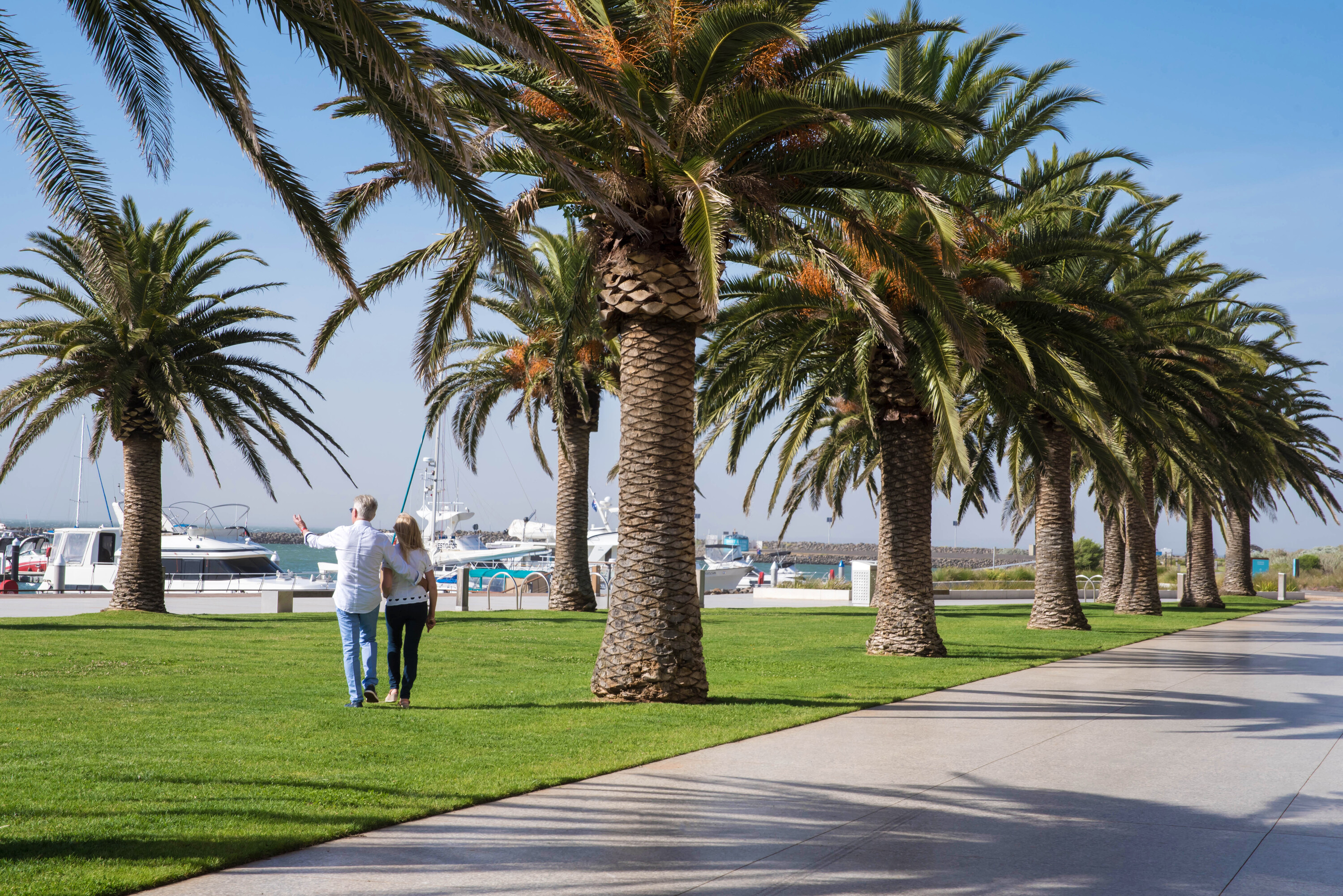 couple walking at Wyndham Harbour