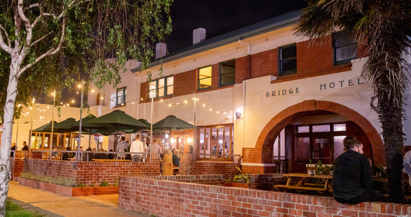 The Bridge Hotel at night
