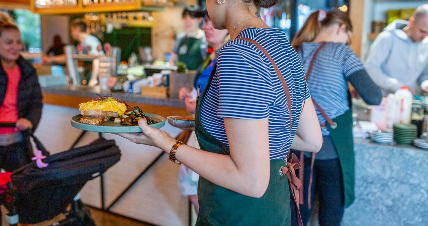 People being served in a cafe