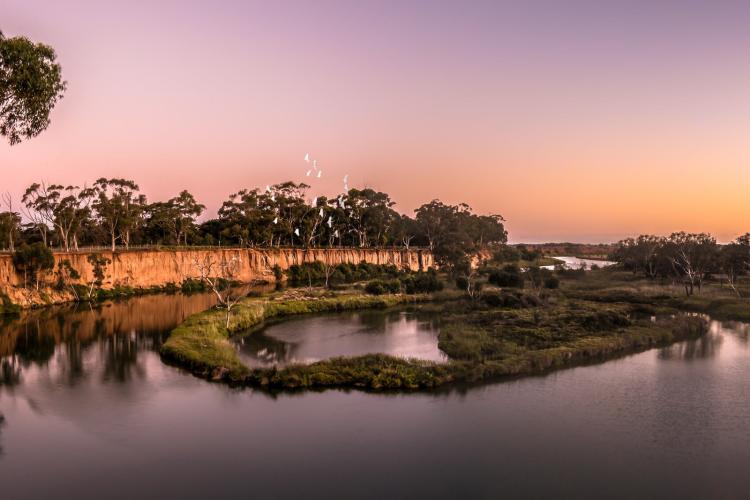 Sunset over Werribee River and the K Road Cliffs