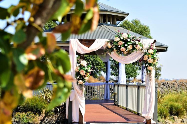 beautifully decorated gazebo for a wedding