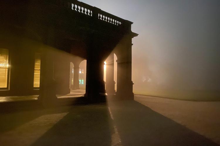 foggy mansion