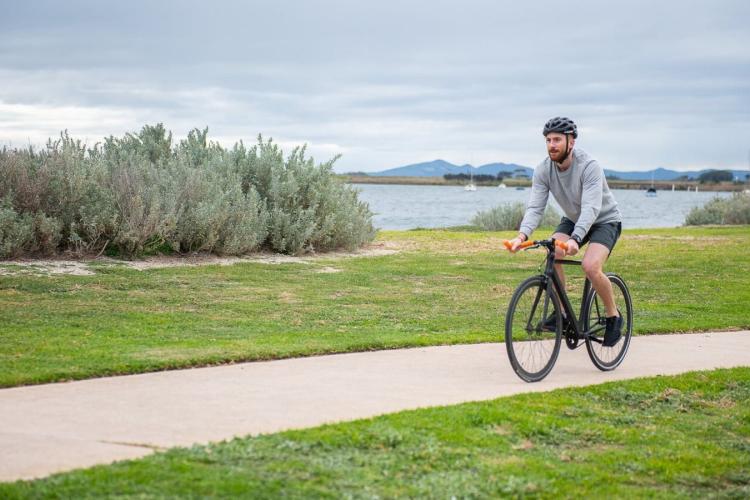 Cyclist on Wyndham Bay Trail