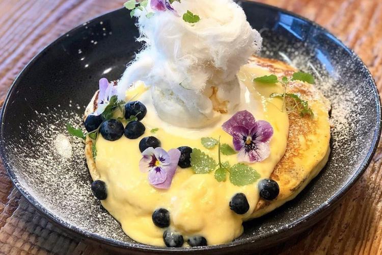 pancakes with persian fairy floss topping
