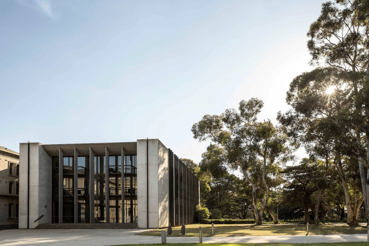 Modern Spa Pavilion surrounded by gardens at Lancemore Mansion Hotel Werribee Park.