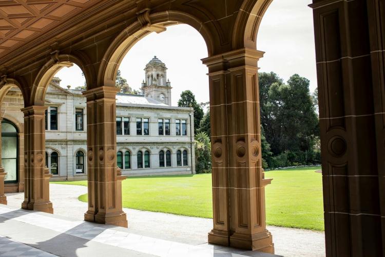 View from the historic Werribee Park Mansion to Lancemore Mansion Hotel gardens.