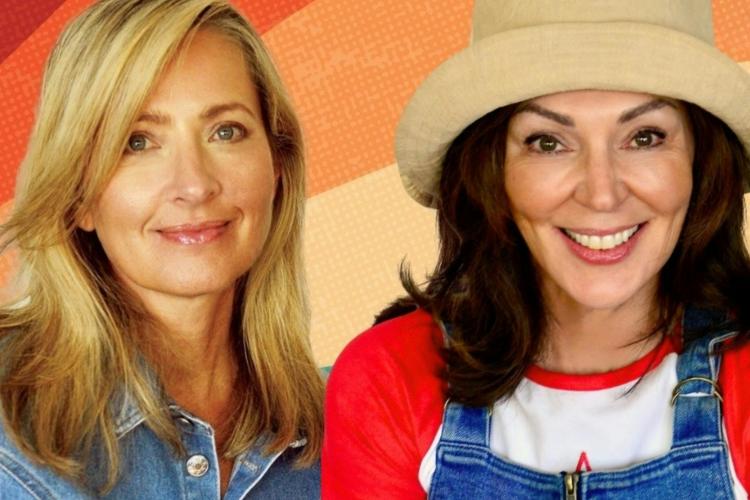 2 women smiling, one woman wearing a hat