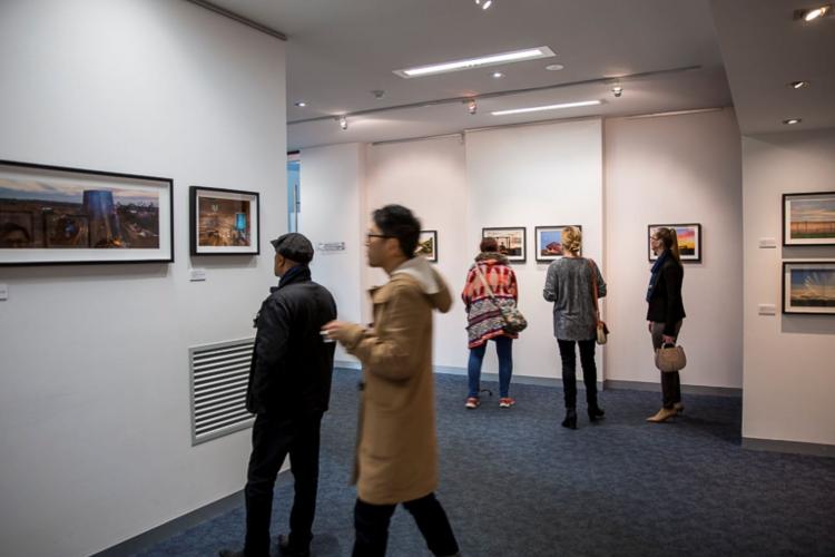 People exploring the gallery