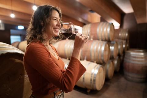 Barrel room wine tasting at Shadowfax